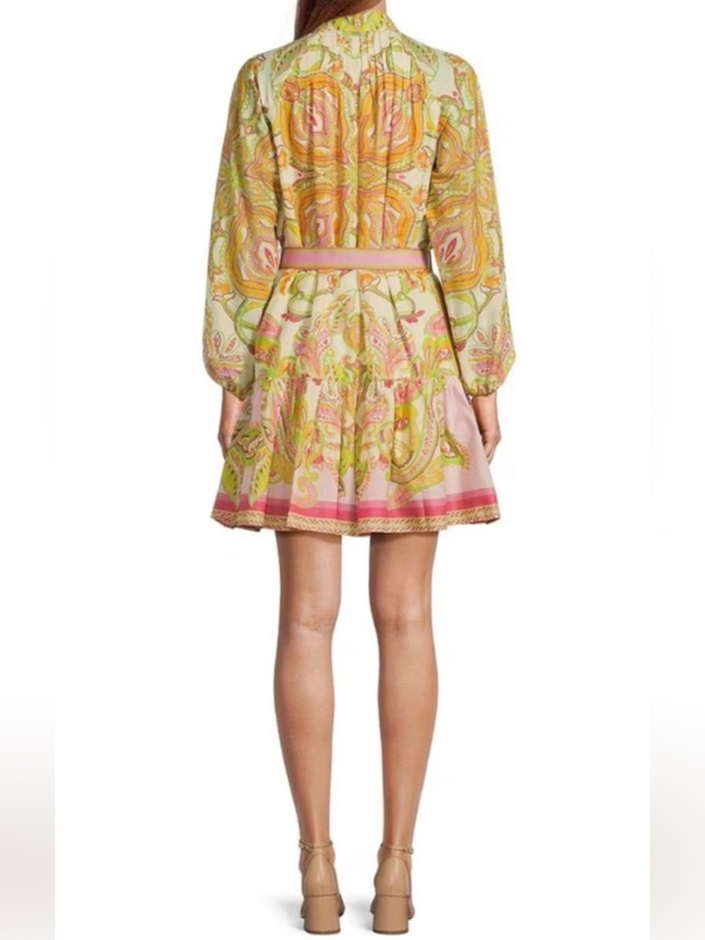 Antonio Melani Brynn Floral Mock Neck Long Sleeve Belted Dress Pink Green NWT - Picture 3 of 14
